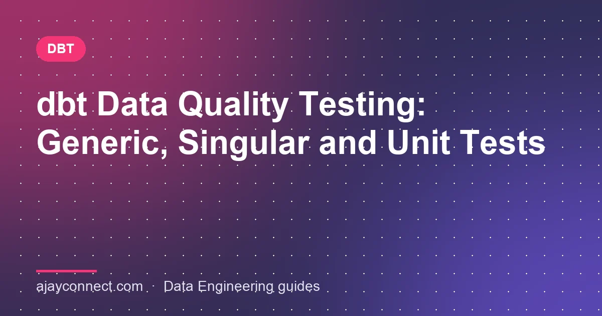dbt Data Quality Testing: Generic, Singular and Unit Tests